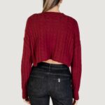 Maglia Only ONLBIRTIE LS SHORT CABLE O-NECK CC KNT Bordeaux - Foto 4