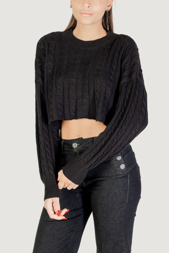 Maglia Only ONLBIRTIE LS SHORT CABLE O-NECK CC KNT Nero