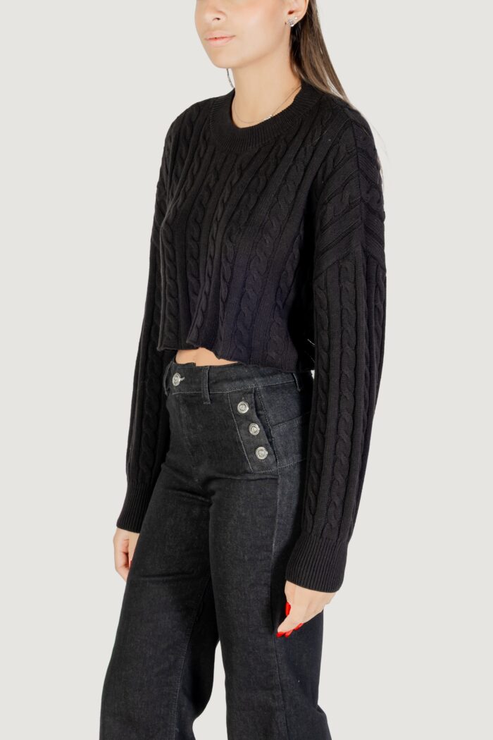 Maglia Only ONLBIRTIE LS SHORT CABLE O-NECK CC KNT Nero
