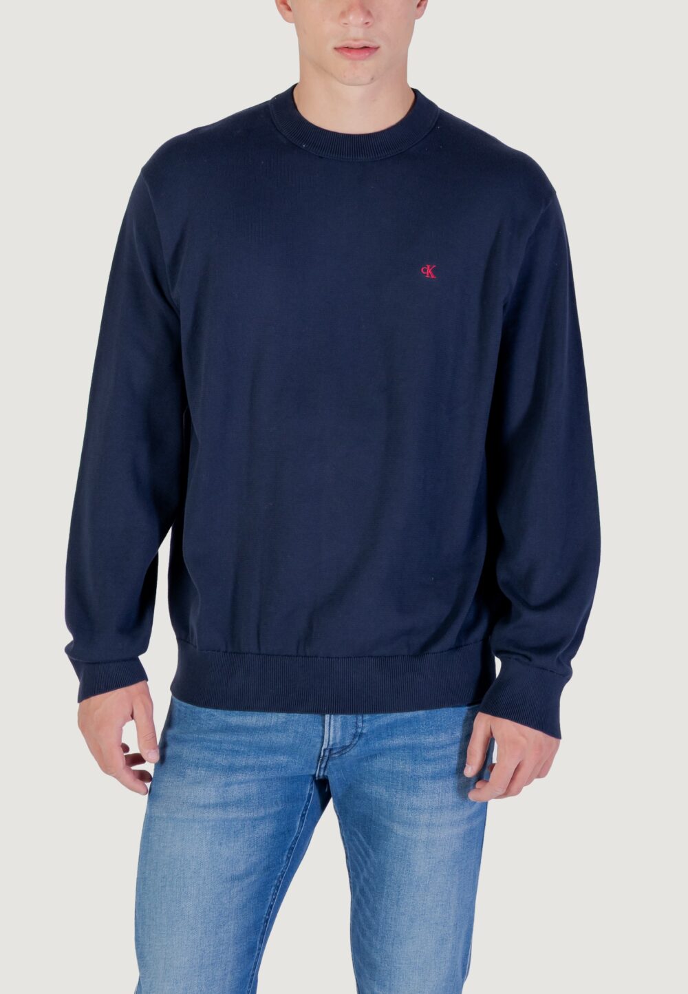 Maglione Calvin Klein Jeans LS EZ COTTON CREWNK Blue scuro - Foto 1