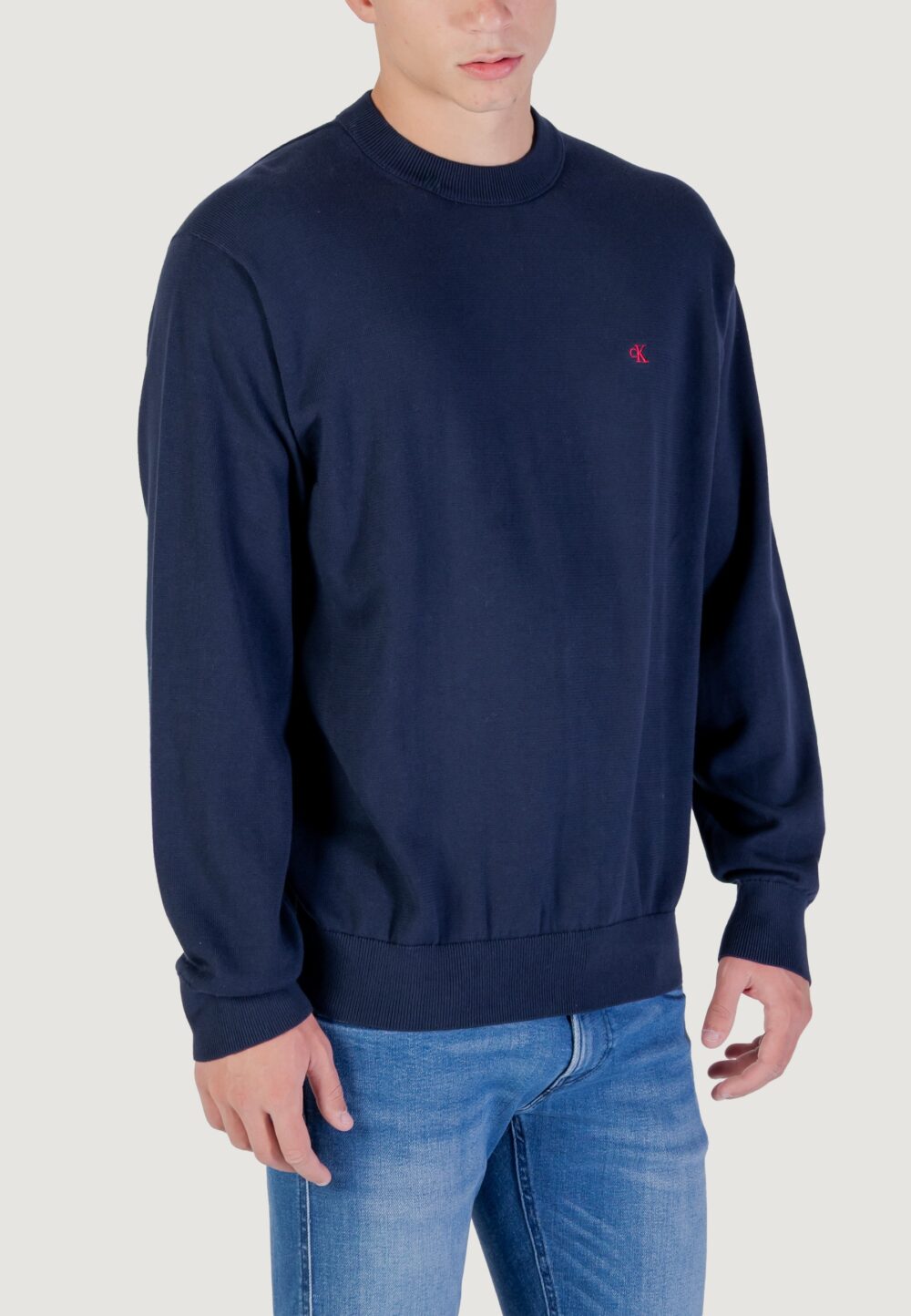 Maglione Calvin Klein Jeans LS EZ COTTON CREWNK Blue scuro - Foto 3