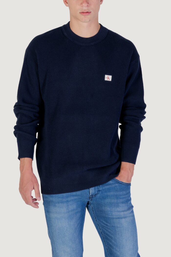 Maglione Calvin Klein LS EZ COTTON WAFFLE Blue scuro – LV04RD313G