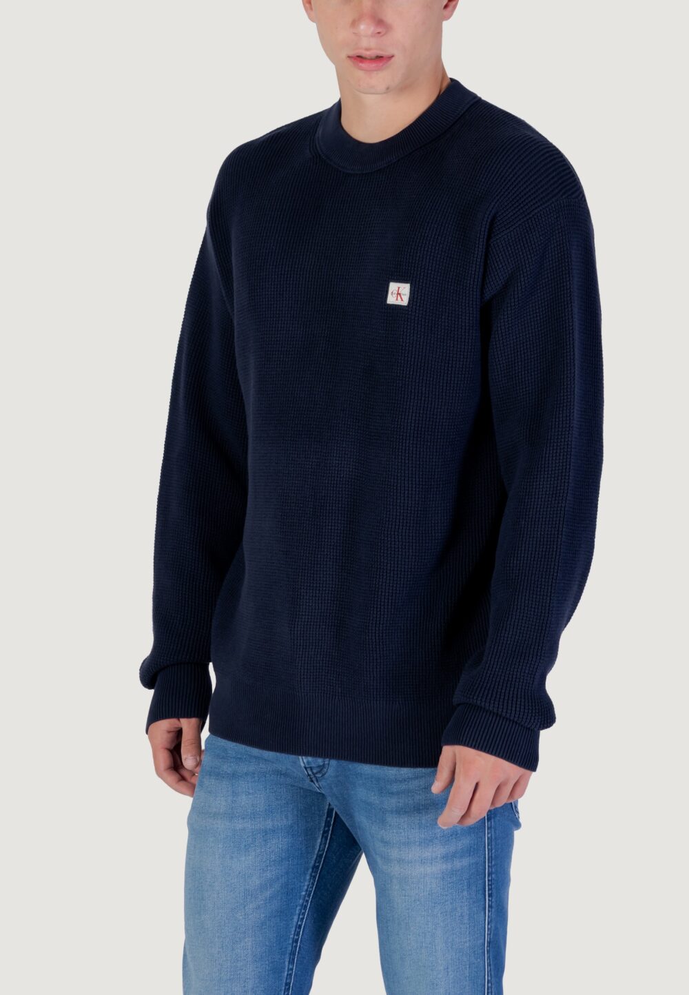 Maglione Calvin Klein Jeans LS EZ COTTON WAFFLE Blue scuro - Foto 2