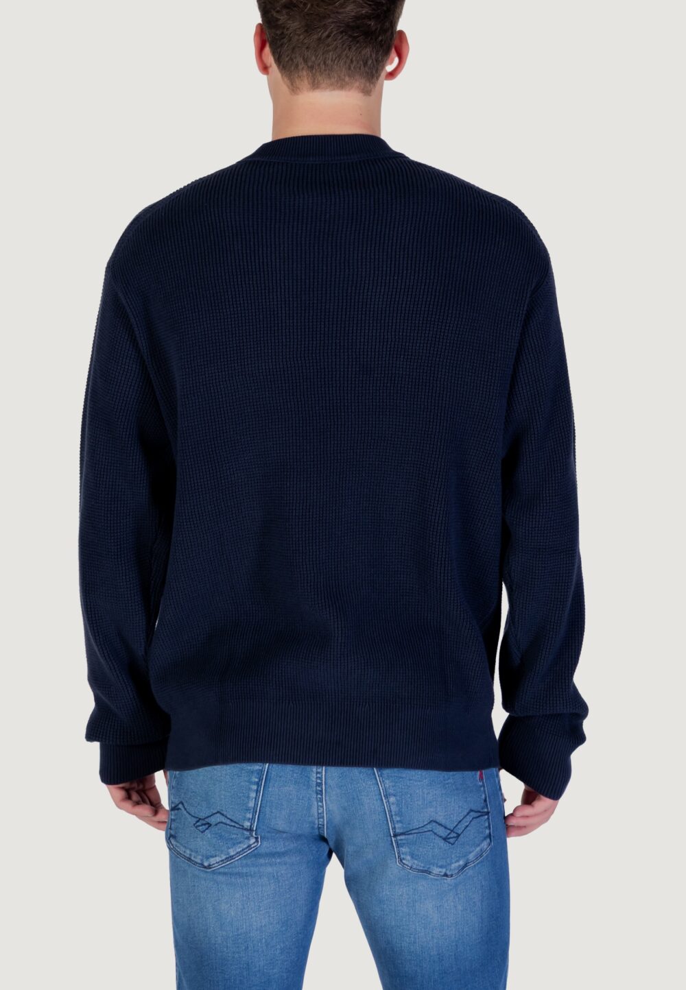 Maglione Calvin Klein Jeans LS EZ COTTON WAFFLE Blue scuro - Foto 4