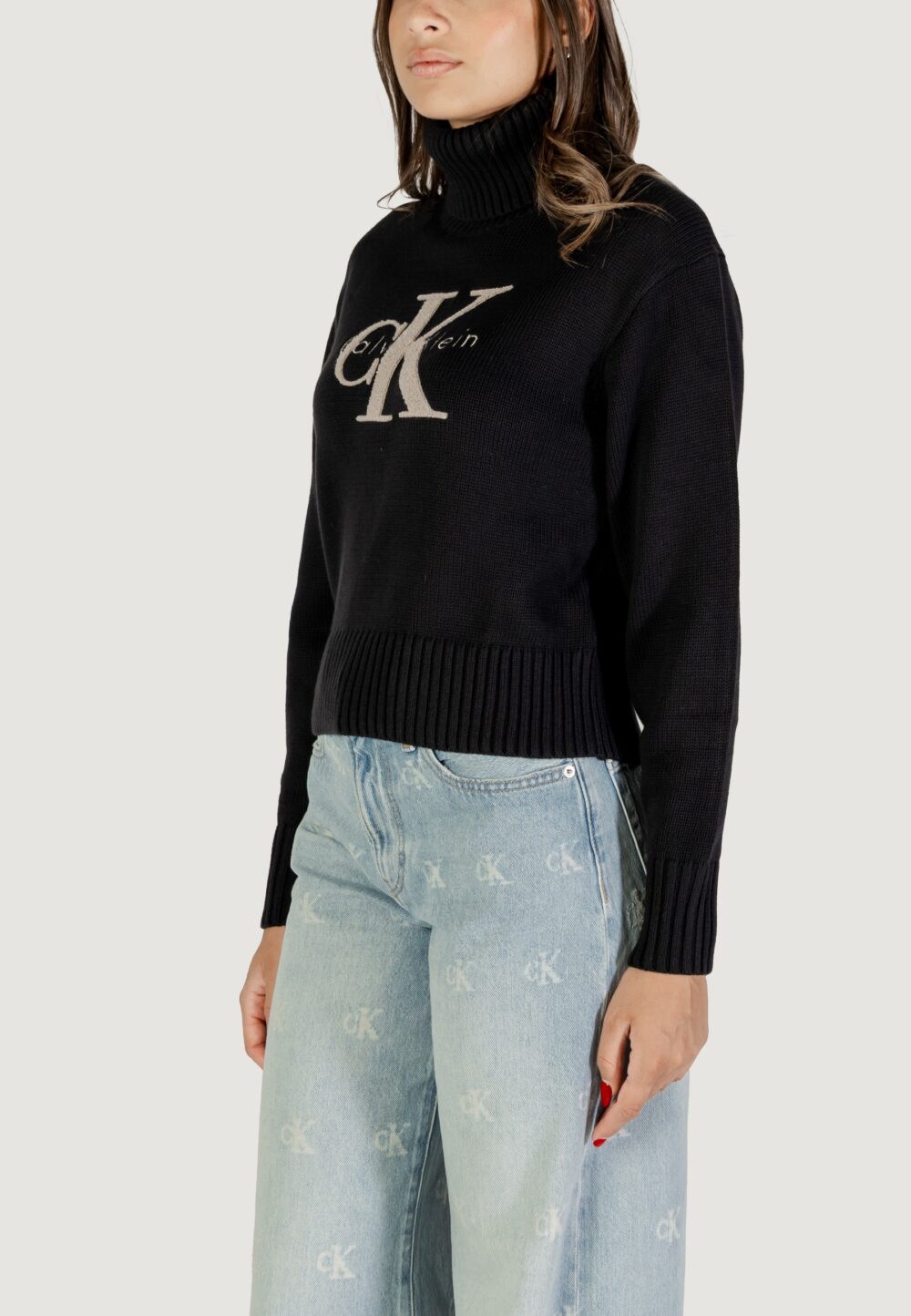 Maglione Calvin Klein Jeans CHENILLE MONOLOGO SW Nero - Foto 3