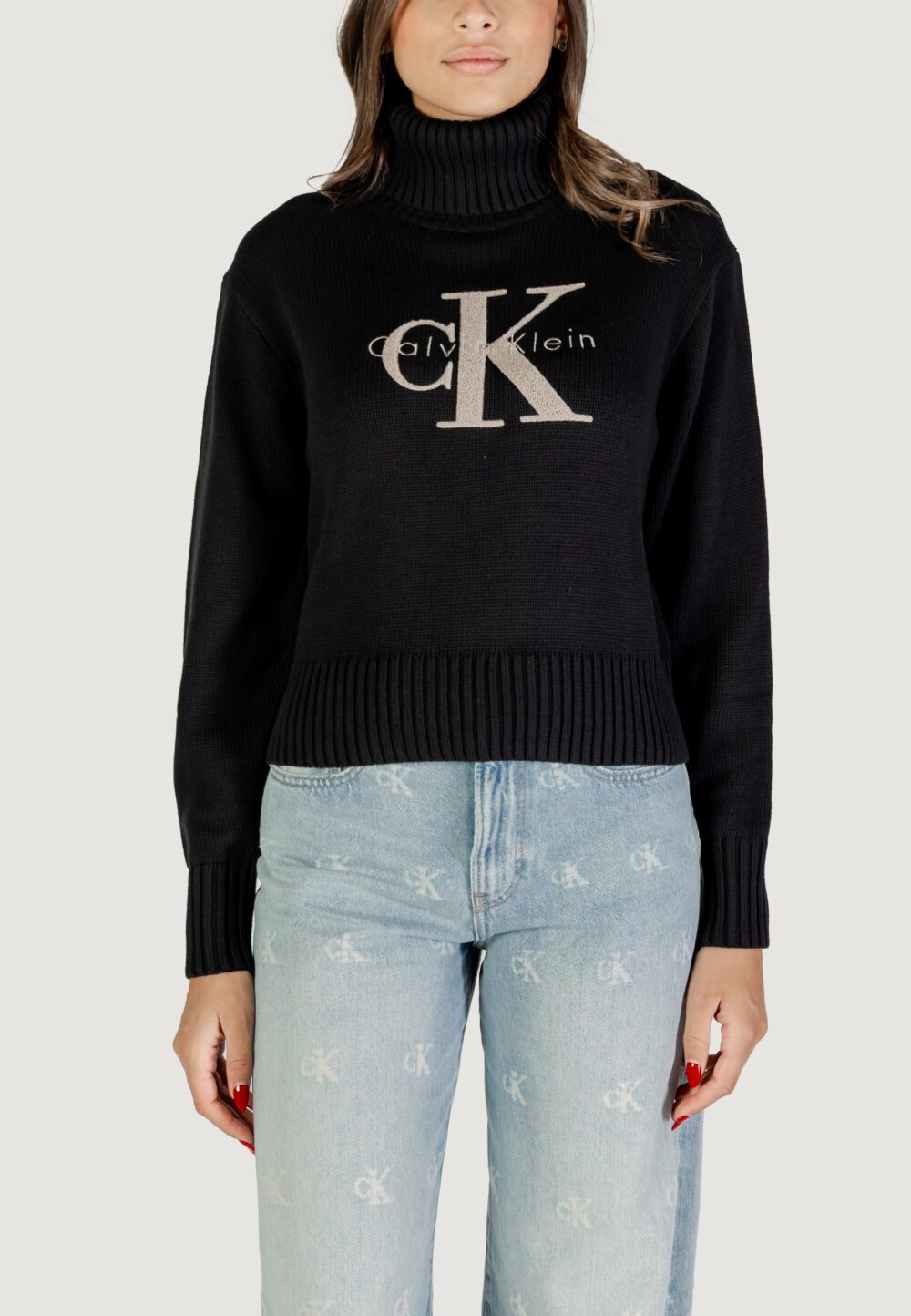 Maglione Calvin Klein Jeans CHENILLE MONOLOGO SW Nero - Foto 4