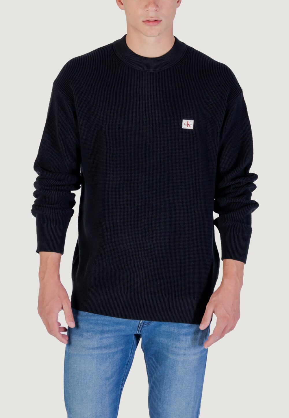 Maglione Calvin Klein Jeans LS EZ COTTON WAFFLE Nero - Foto 1