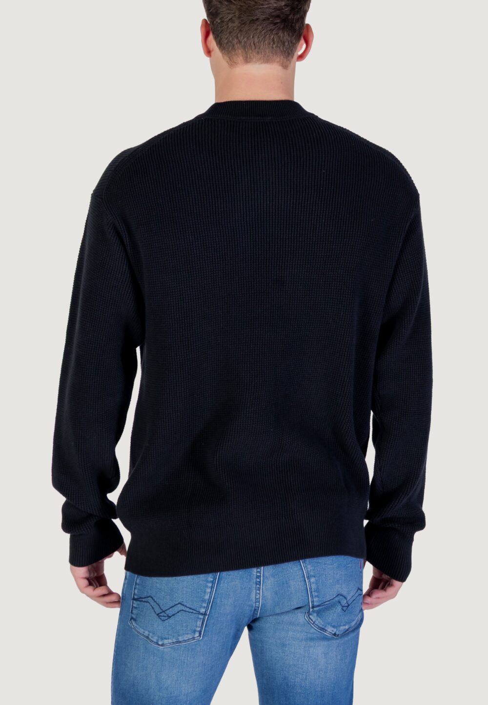 Maglione Calvin Klein Jeans LS EZ COTTON WAFFLE Nero - Foto 2