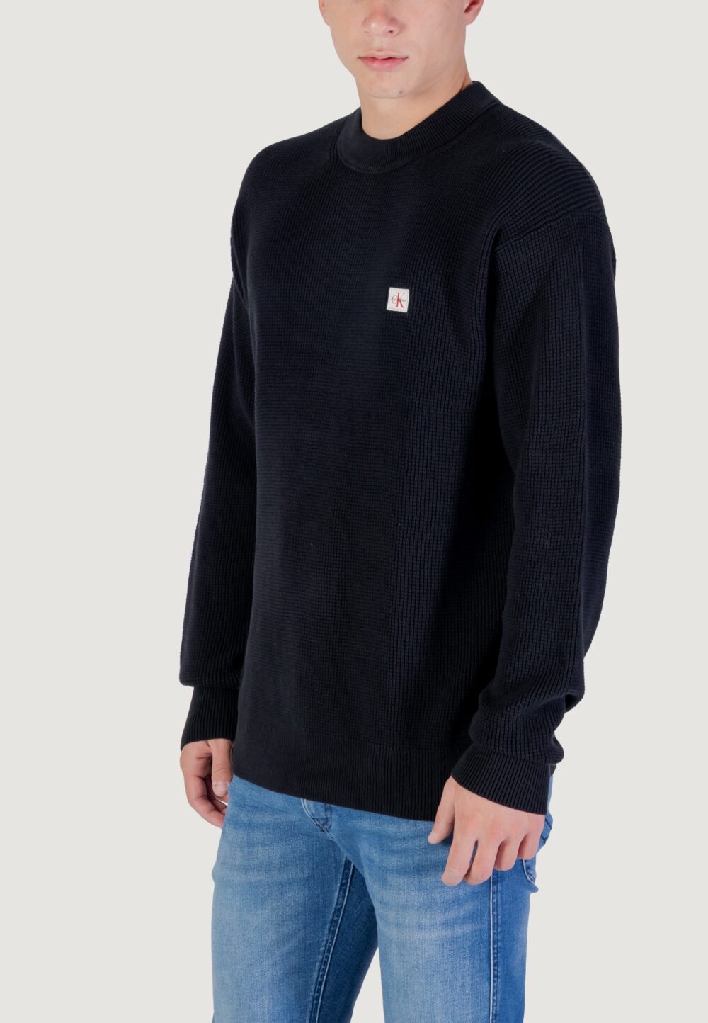 Maglione Calvin Klein Jeans LS EZ COTTON WAFFLE Nero - Foto 4