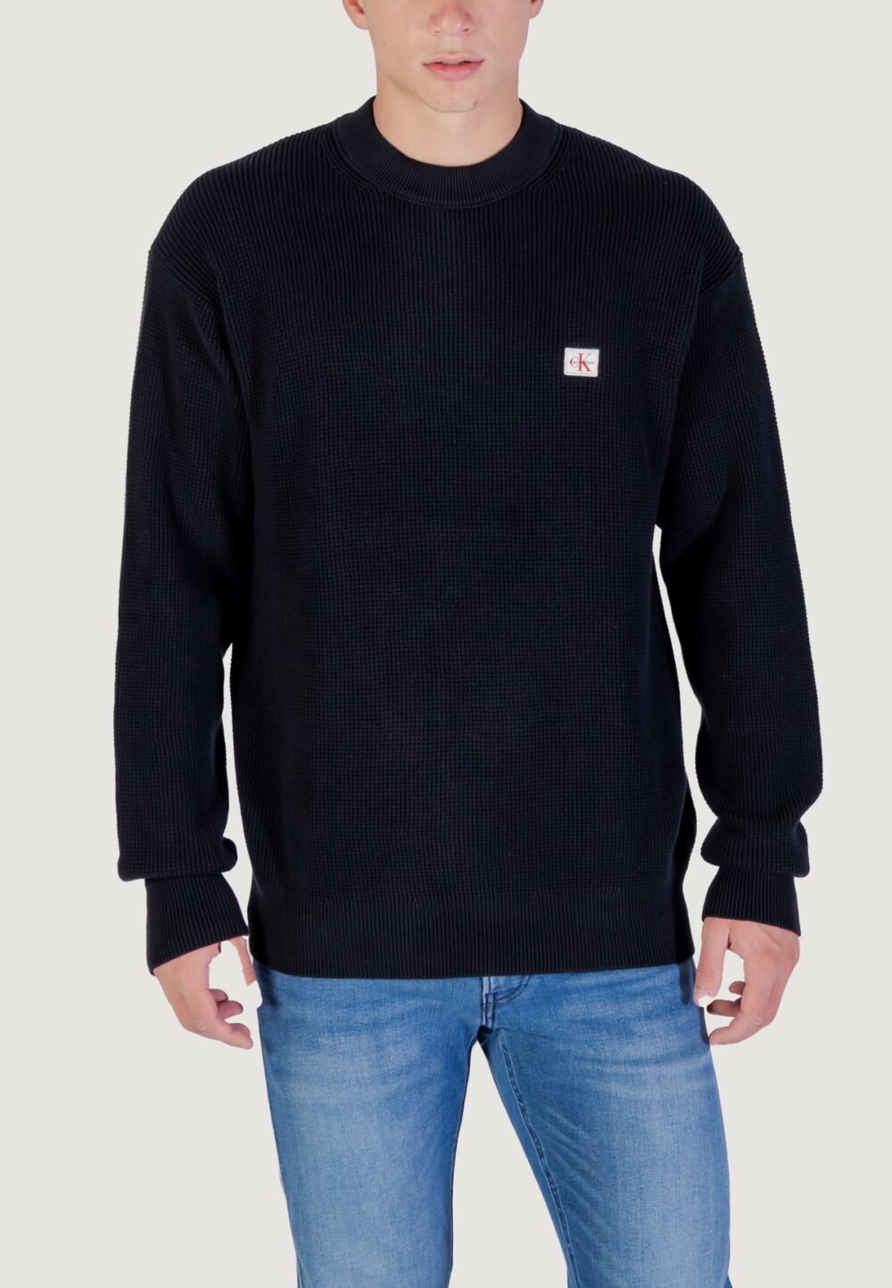 Maglione Calvin Klein Jeans LS EZ COTTON WAFFLE Nero - Foto 5
