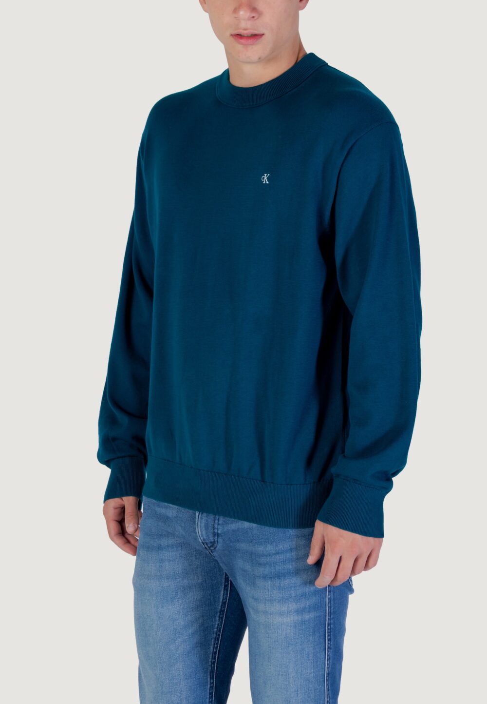 Maglione Calvin Klein Jeans LS EZ COTTON CREWNK Petrolio - Foto 2