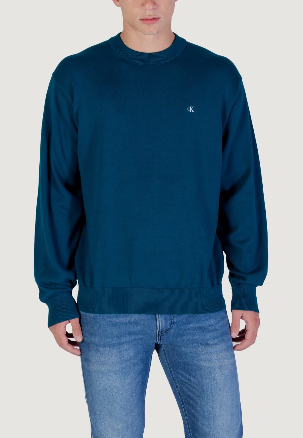 Maglione Calvin Klein Jeans LS EZ COTTON CREWNK Petrolio - Foto 3