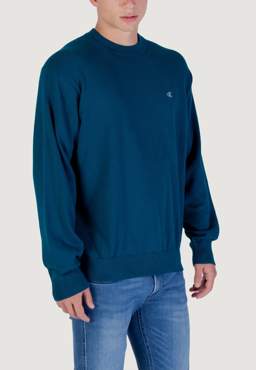 Maglione Calvin Klein Jeans LS EZ COTTON CREWNK Petrolio - Foto 4