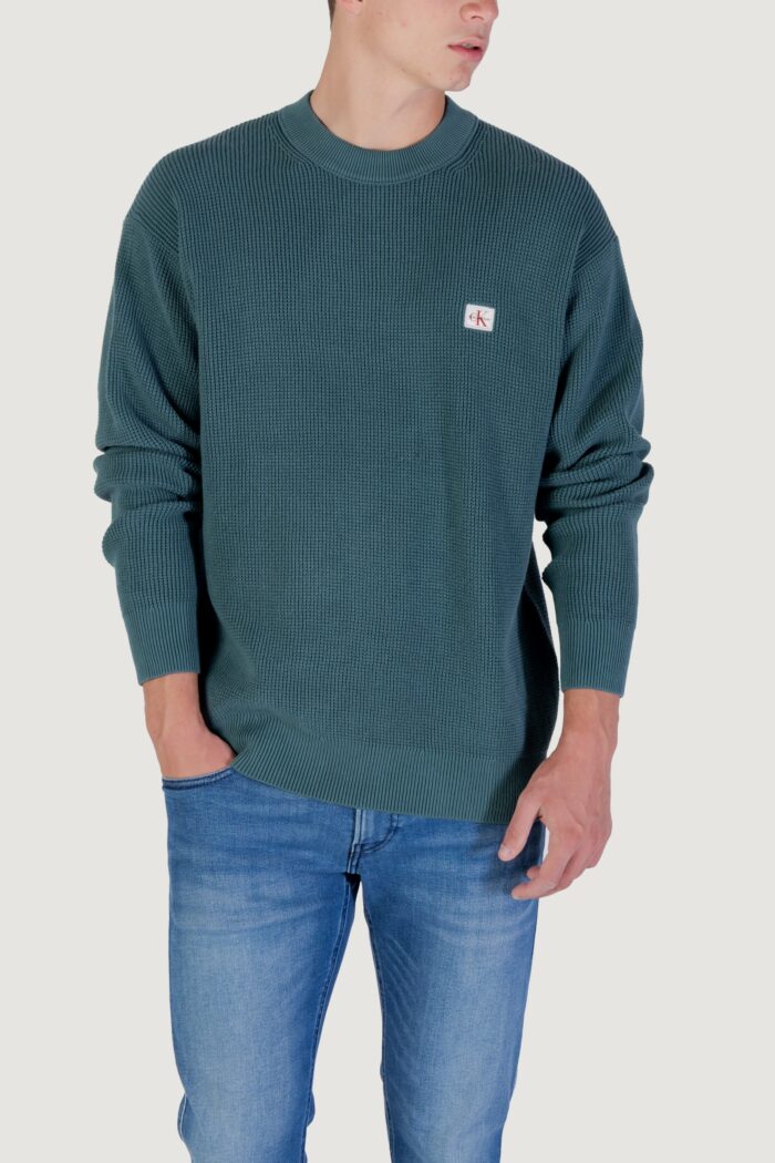 Maglione Calvin Klein LS EZ COTTON WAFFLE Petrolio – LV04RD313G