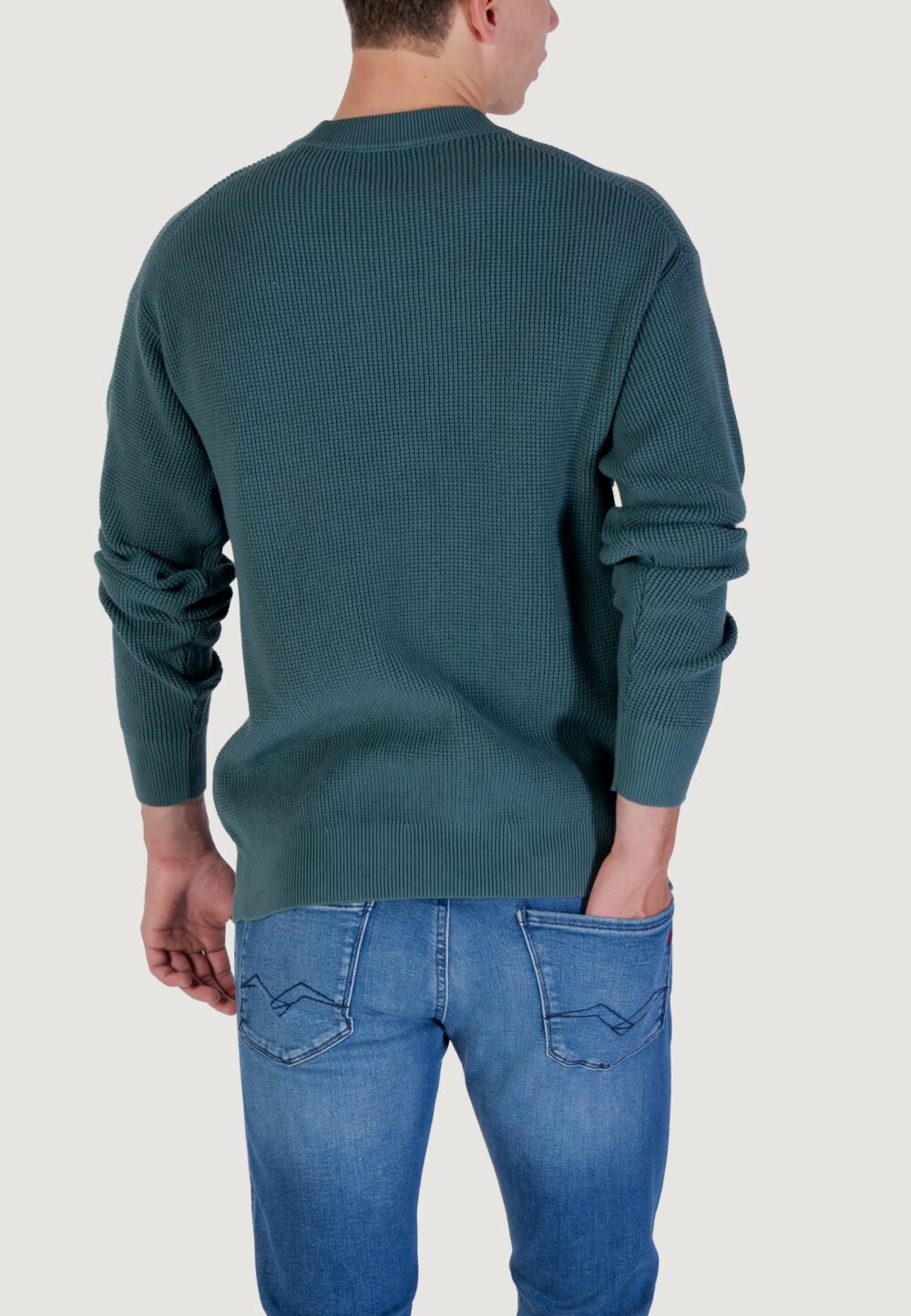 Maglione Calvin Klein Jeans LS EZ COTTON WAFFLE Petrolio - Foto 3