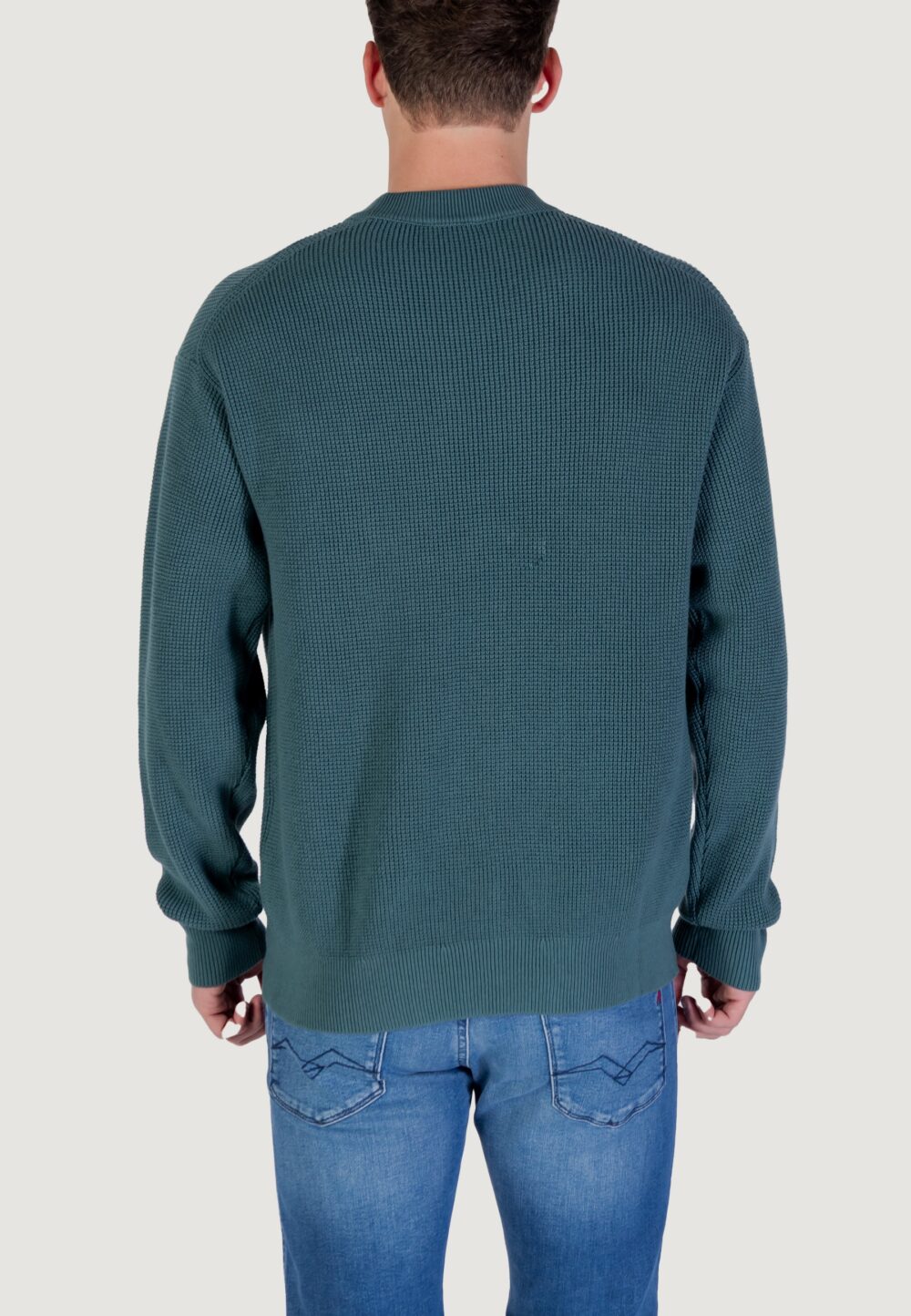 Maglione Calvin Klein Jeans LS EZ COTTON WAFFLE Petrolio - Foto 4