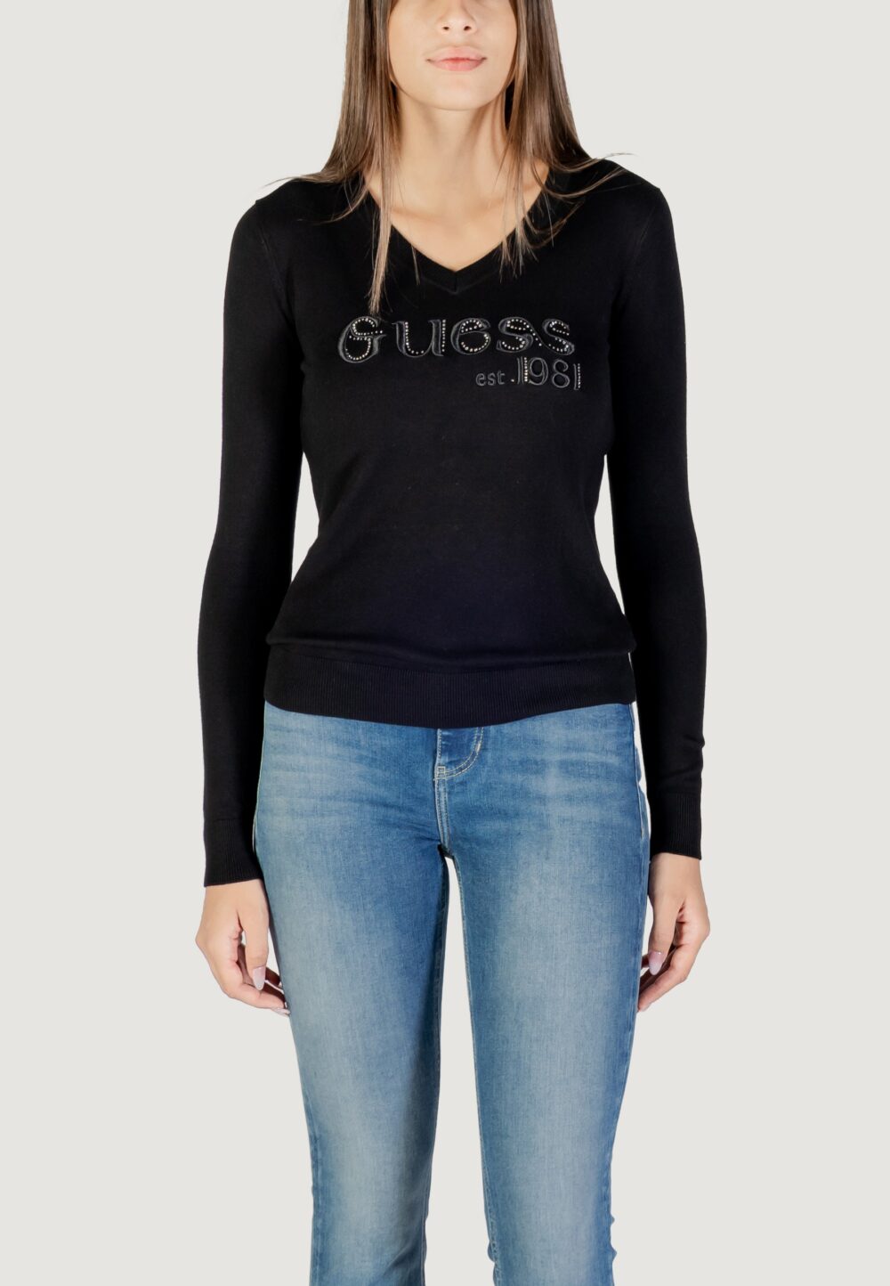 Maglione Guess LS VN SAYLOR LOGO SWTR Nero - Foto 1