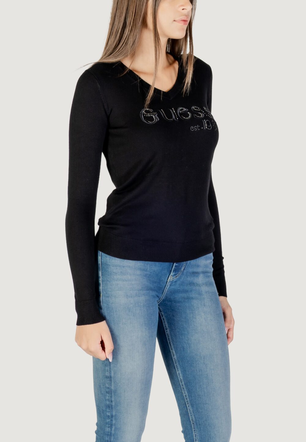 Maglione Guess LS VN SAYLOR LOGO SWTR Nero - Foto 3
