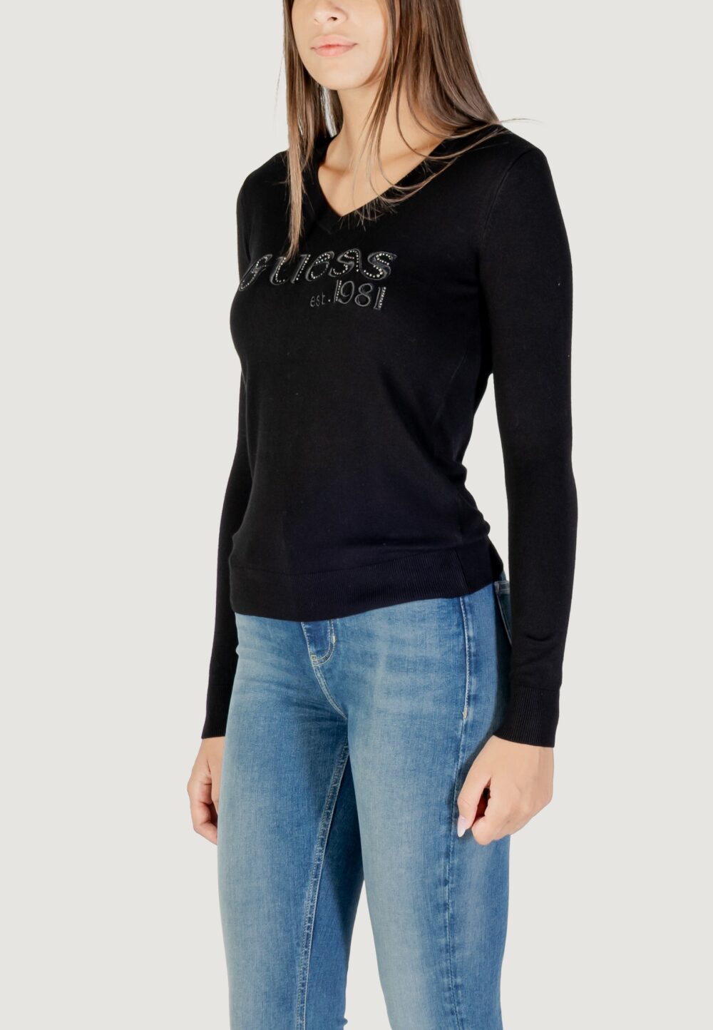 Maglione Guess LS VN SAYLOR LOGO SWTR Nero - Foto 4