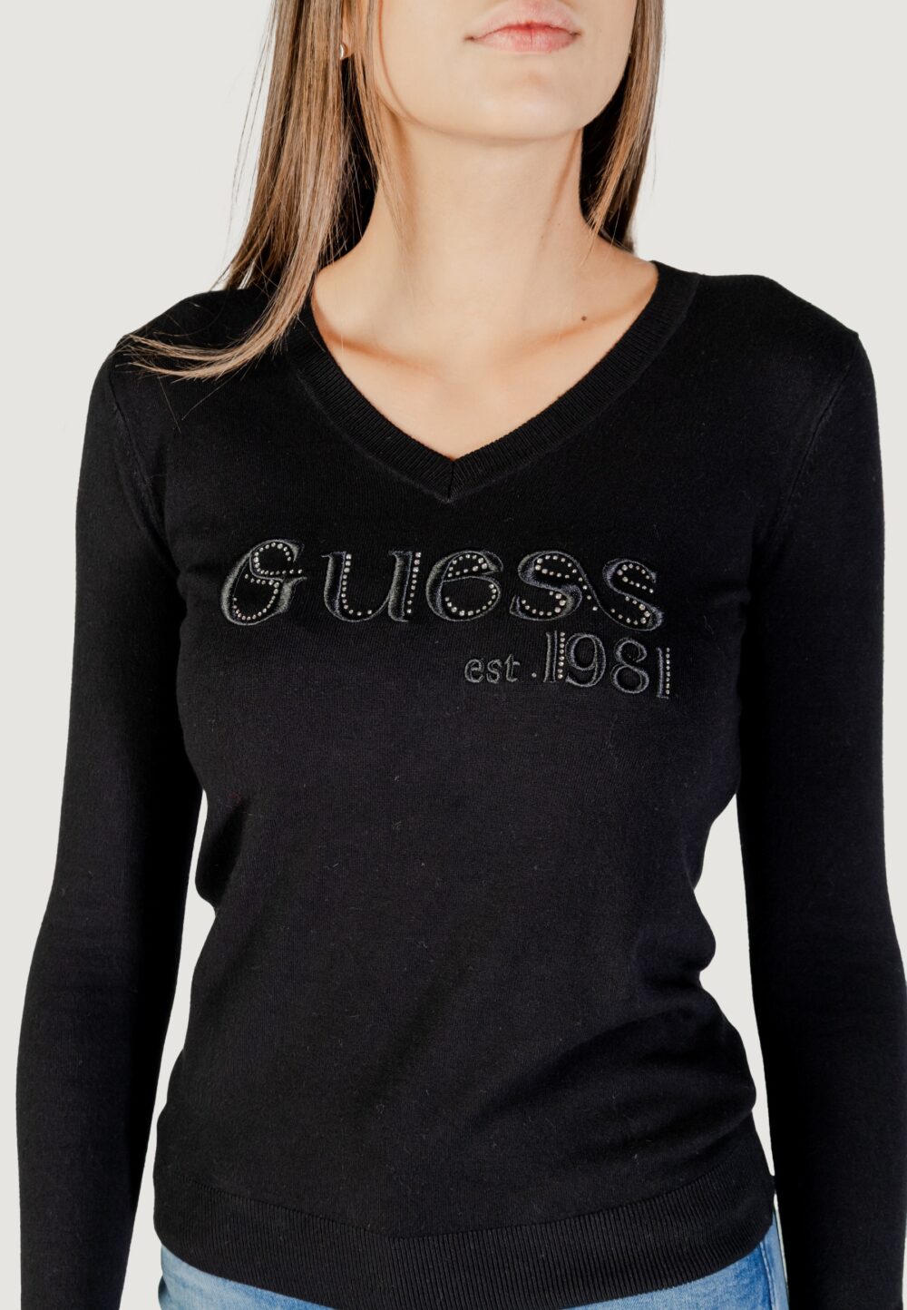 Maglione Guess LS VN SAYLOR LOGO SWTR Nero - Foto 5