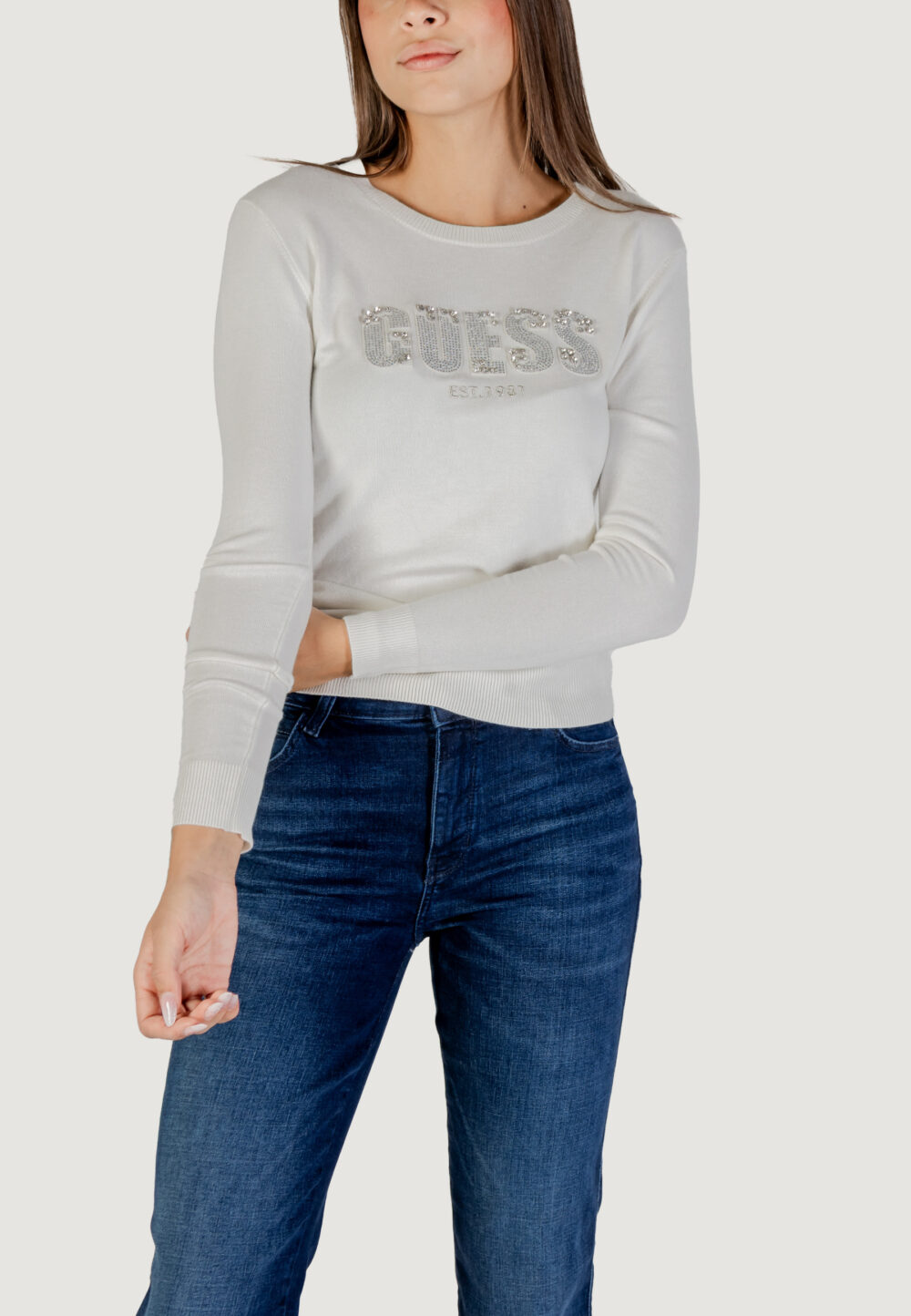 Maglione Guess LS CN REYNA LOGO SWTR Panna - Foto 1