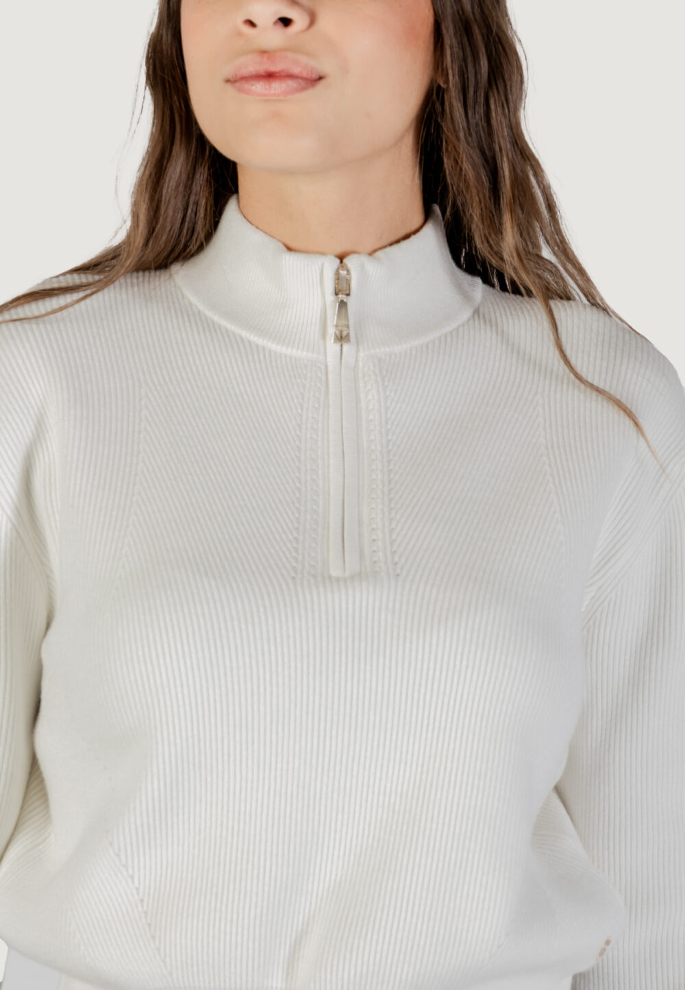 Maglione Guess LS HALF ZIP HARLEY SWTR Panna - Foto 3