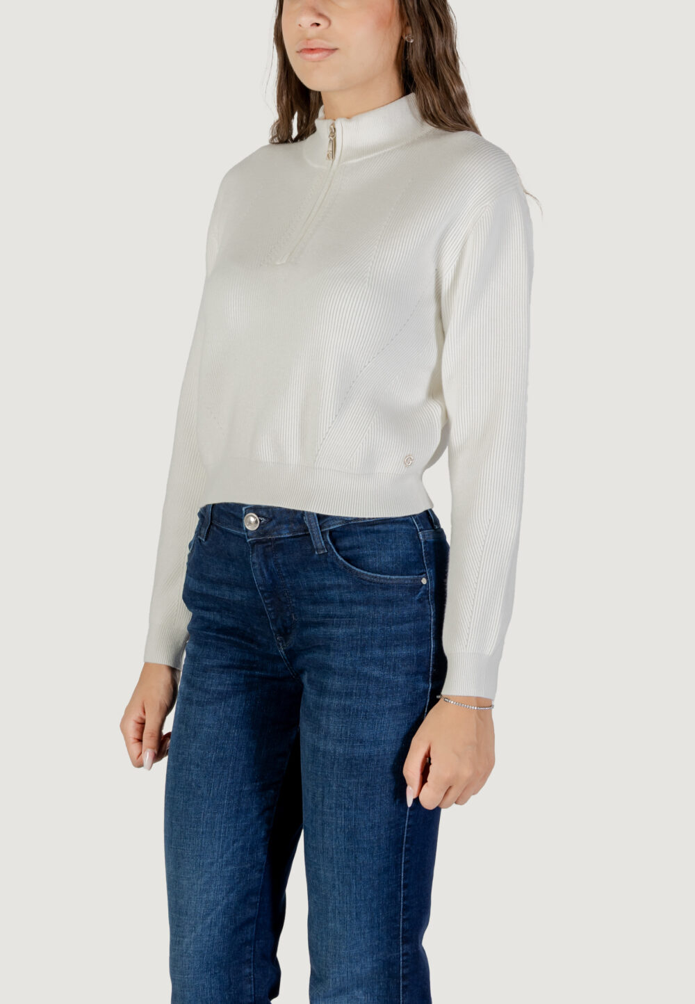 Maglione Guess LS HALF ZIP HARLEY SWTR Panna - Foto 4