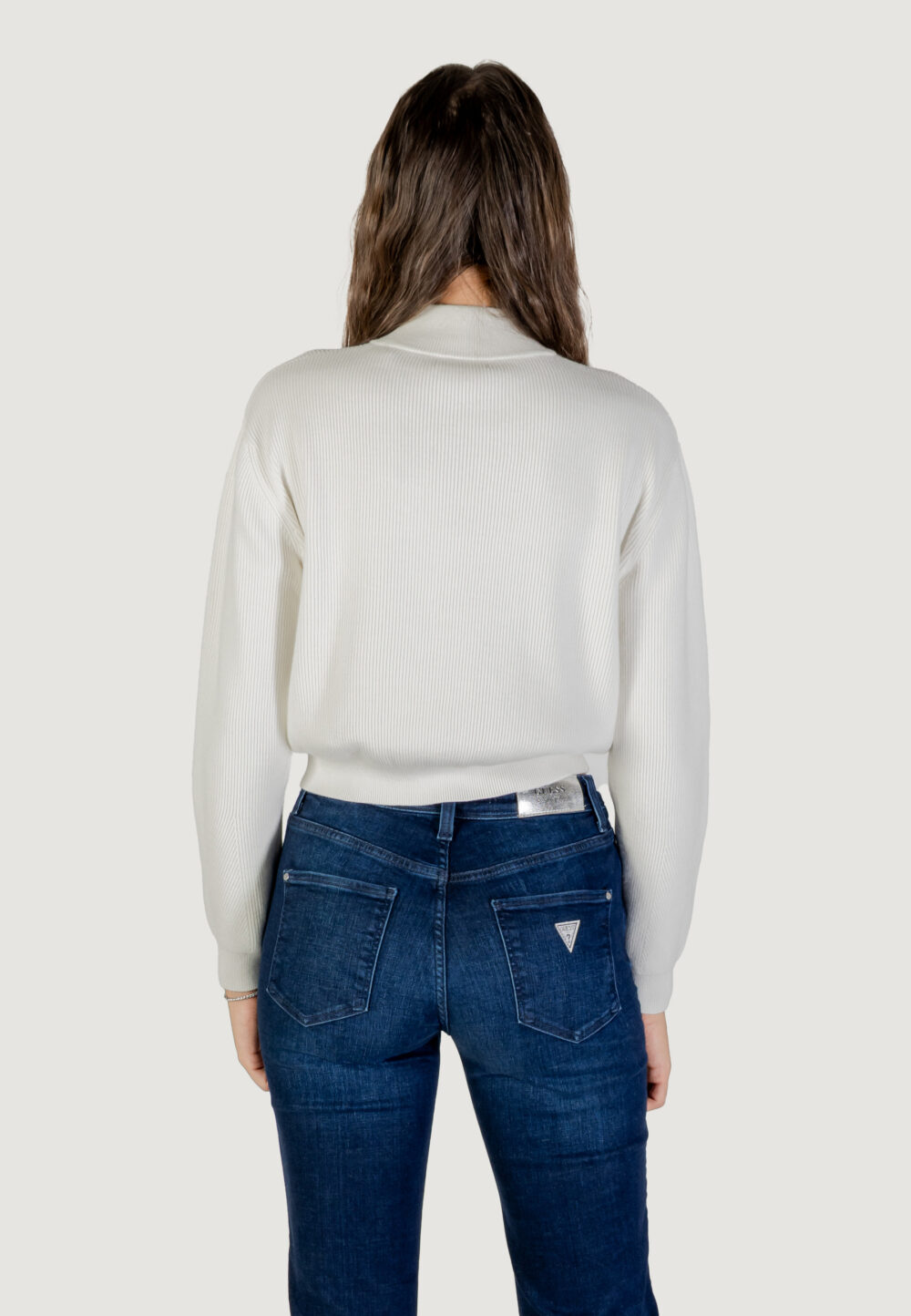 Maglione Guess LS HALF ZIP HARLEY SWTR Panna - Foto 5