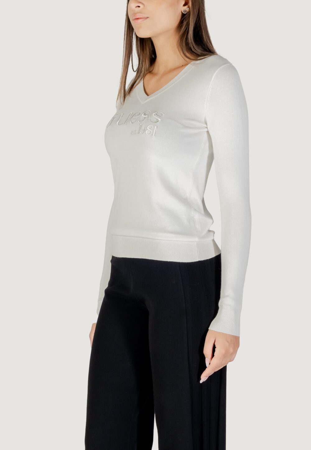 Maglione Guess LS VN SAYLOR LOGO SWTR Panna - Foto 4