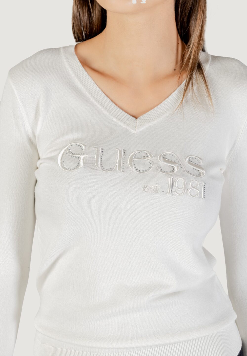 Maglione Guess LS VN SAYLOR LOGO SWTR Panna - Foto 5