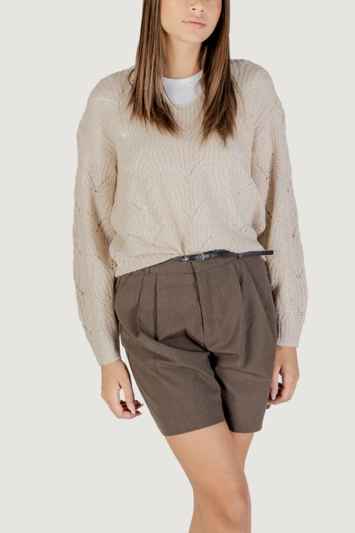 Maglione Jacqueline De Yong JDYBADUT L/S V-NECK STRUC GLITT PULL KNT Beige chiaro