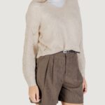 Maglione Jacqueline de Yong JDYBADUT L/S V-NECK STRUC GLITT PULL KNT Beige chiaro - Foto 3