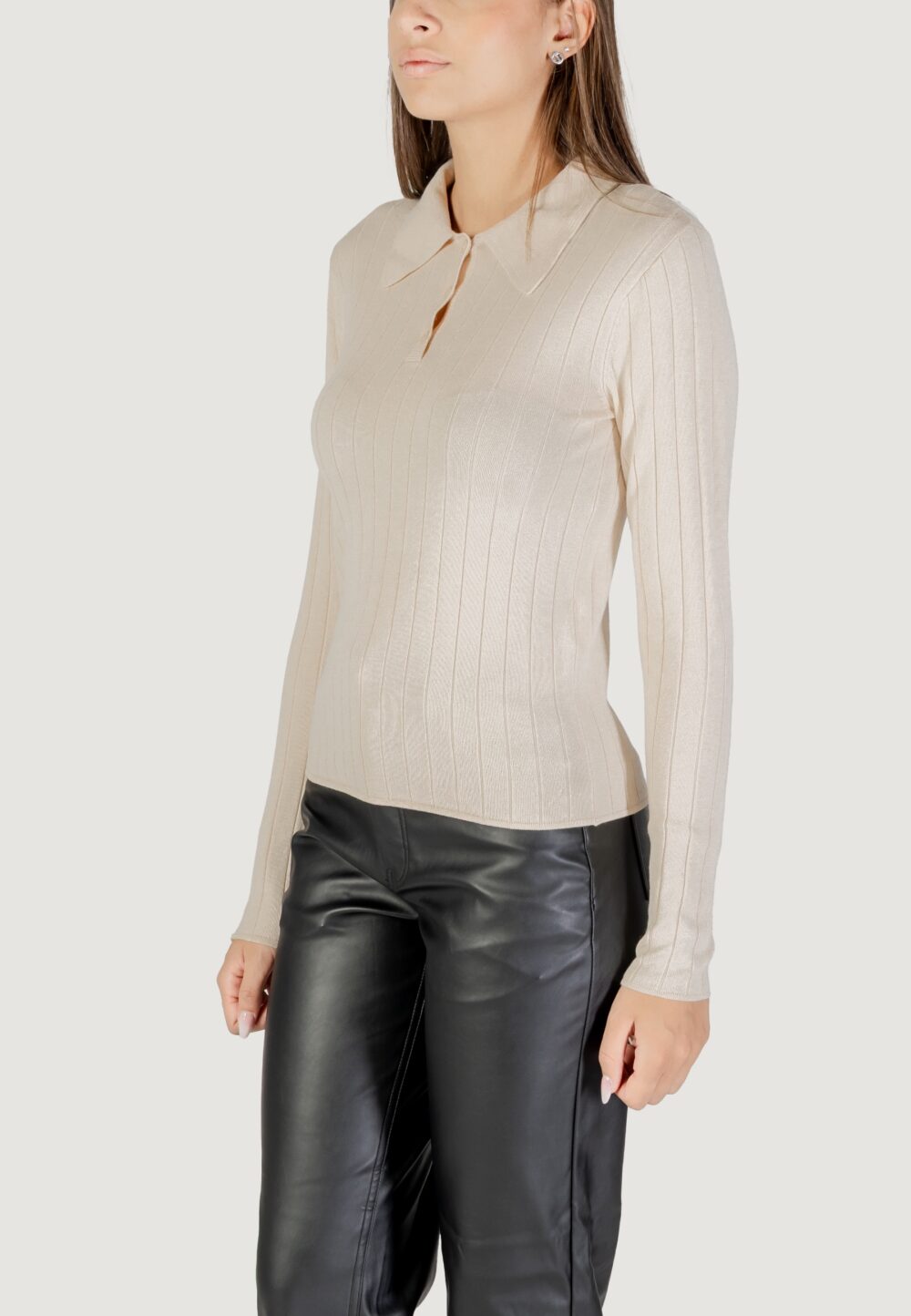 Maglione Jacqueline de Yong Jdykate L/S Polo Pullover Knt Beige chiaro - Foto 2