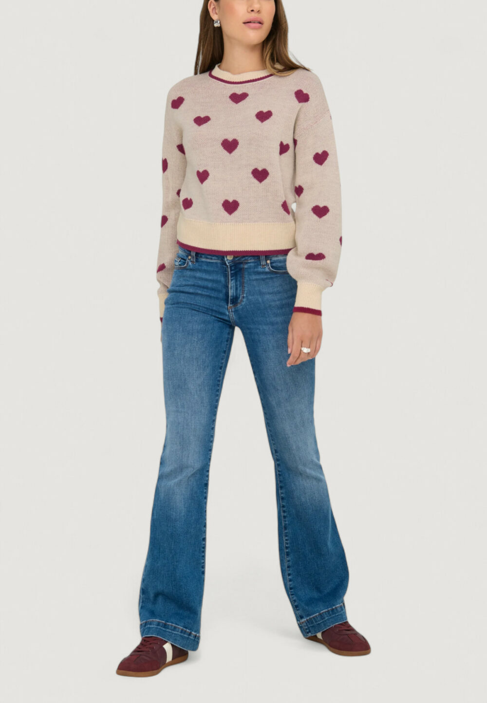 Maglione Jacqueline de Yong Jdyromance L/S Jacq. Pullover Knt Noos Beige chiaro - Foto 3