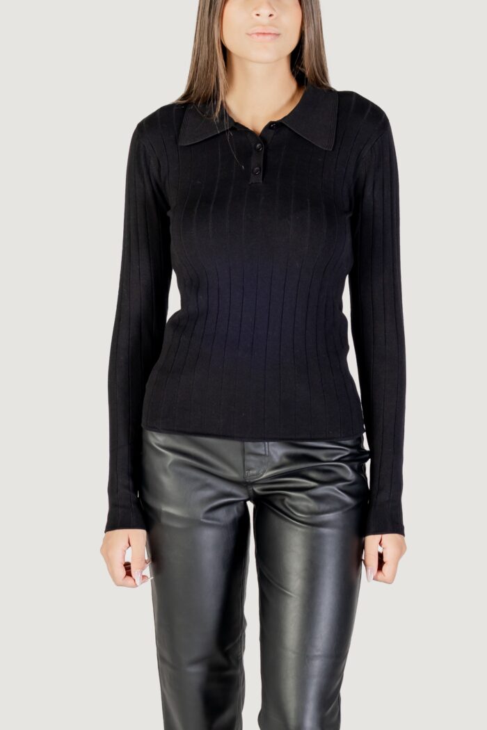 Maglione Jacqueline De Yong Jdykate L/S Polo Pullover Knt Nero – 15355672