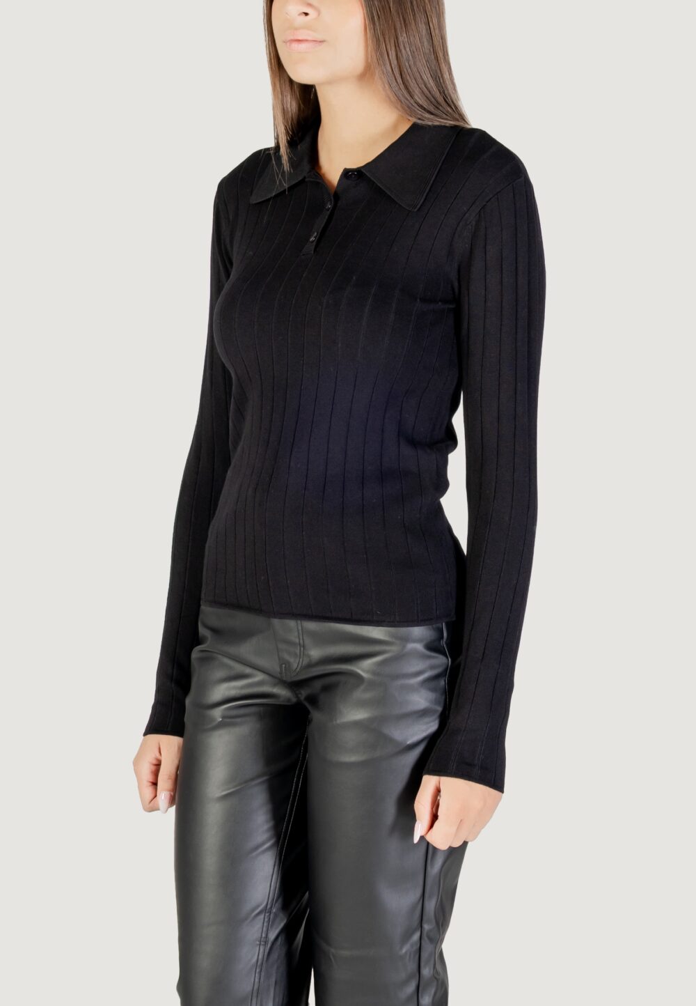 Maglione Jacqueline de Yong Jdykate L/S Polo Pullover Knt Nero - Foto 2