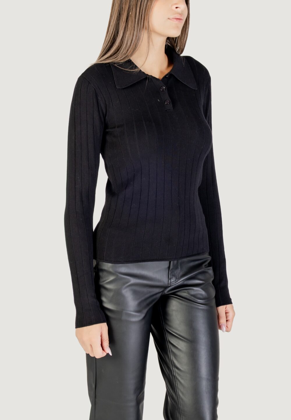 Maglione Jacqueline de Yong Jdykate L/S Polo Pullover Knt Nero - Foto 3