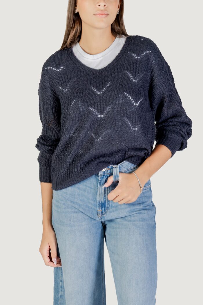 Maglione Jacqueline De Yong JDYBADUT L/S V-NECK STRUC GLITT PULL KNT Petrolio – 15302387