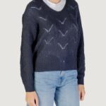 Maglione Jacqueline de Yong JDYBADUT L/S V-NECK STRUC GLITT PULL KNT Petrolio - Foto 2