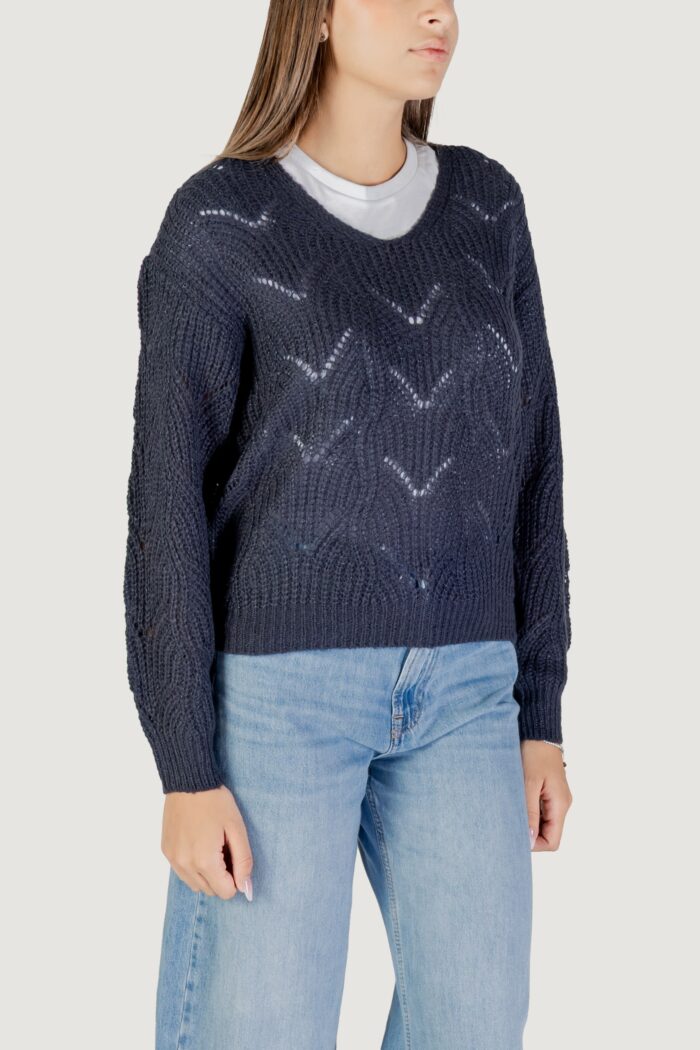 Maglione Jacqueline De Yong JDYBADUT L/S V-NECK STRUC GLITT PULL KNT Petrolio – 15302387