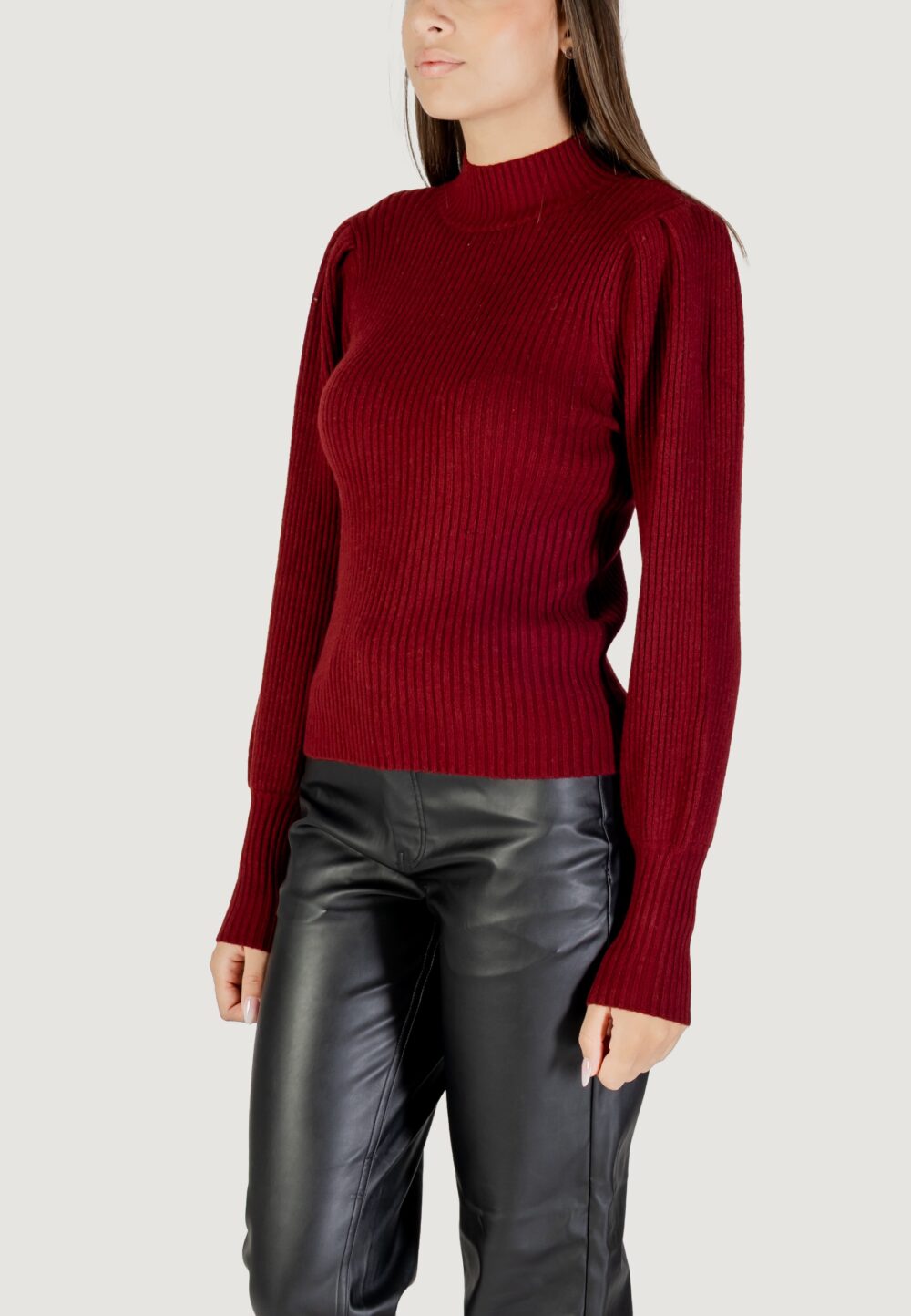Maglione Only ONLKATIA LIFE L/S HIGHNE PULL KNT NOOS Bordeaux - Foto 2