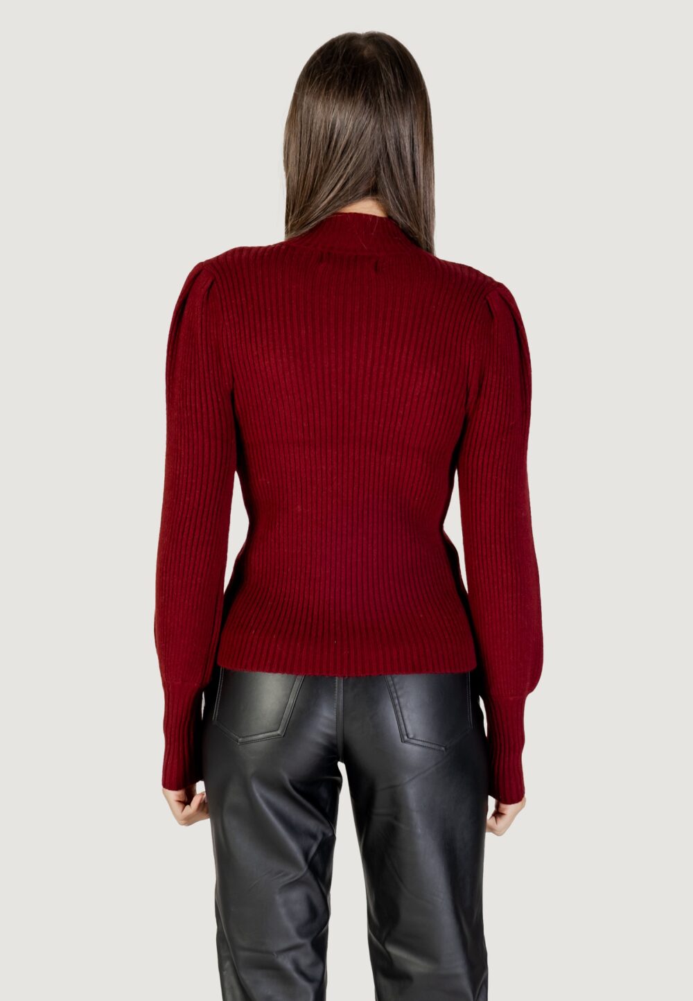 Maglione Only ONLKATIA LIFE L/S HIGHNE PULL KNT NOOS Bordeaux - Foto 4
