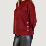 Maglione Only ONLRENE LIFE LS BUTTON O-NECK CC KNT Bordeaux - Foto 3