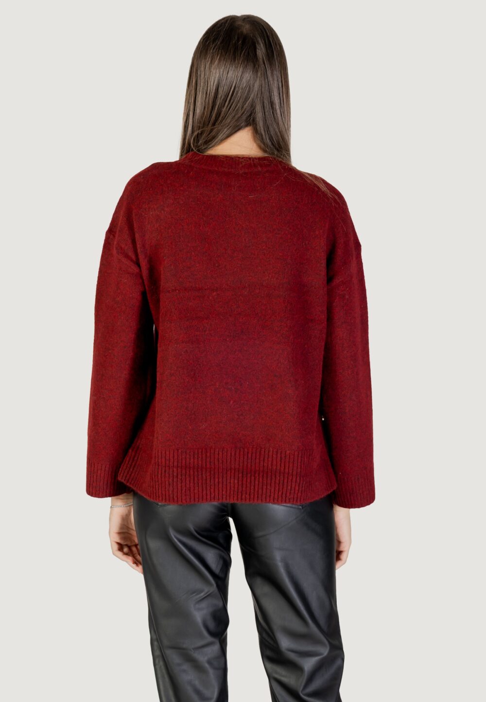 Maglione Only ONLRENE LIFE LS BUTTON O-NECK CC KNT Bordeaux - Foto 5