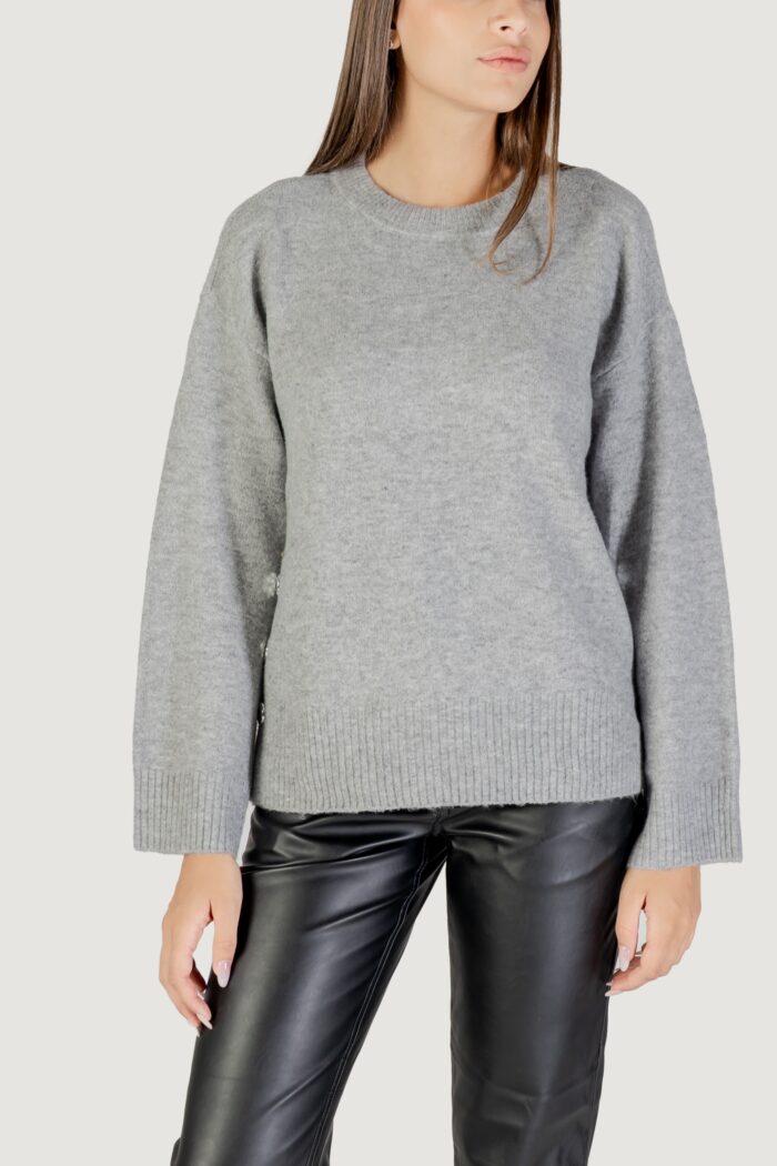 Maglione Only ONLRENE LIFE LS BUTTON O-NECK CC KNT Grigio Chiaro