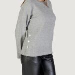 Maglione Only ONLRENE LIFE LS BUTTON O-NECK CC KNT Grigio Chiaro - Foto 2