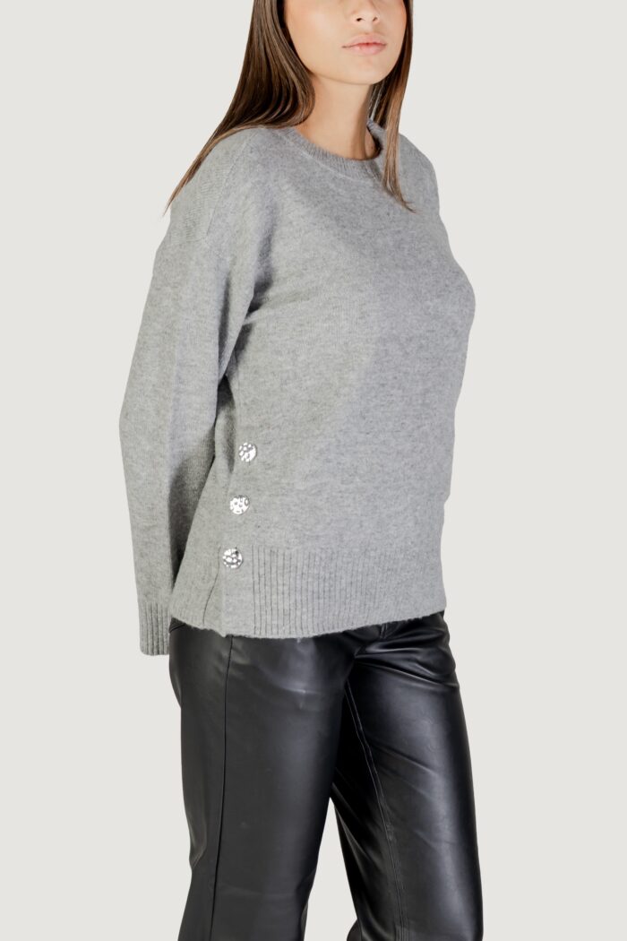 Maglione Only ONLRENE LIFE LS BUTTON O-NECK CC KNT Grigio Chiaro