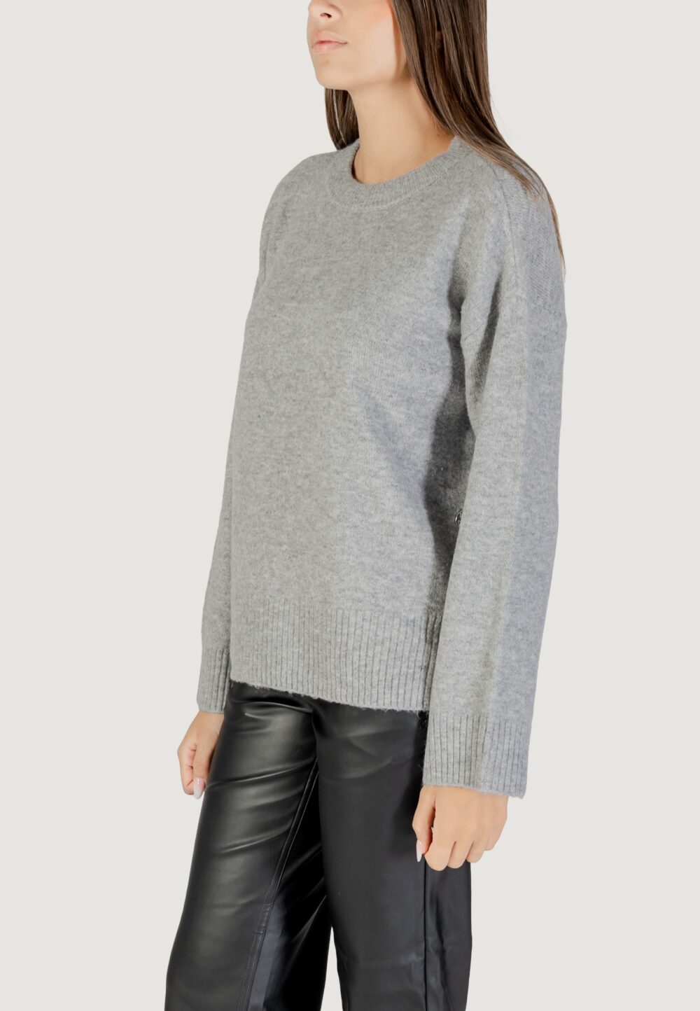 Maglione Only ONLRENE LIFE LS BUTTON O-NECK CC KNT Grigio Chiaro - Foto 5