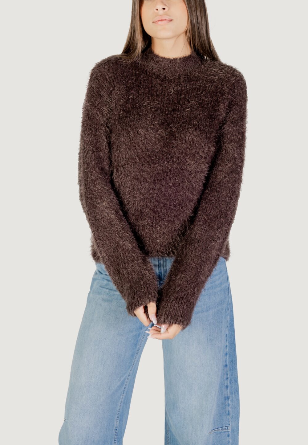 Maglione Only ONLLULU LS RIB HIGHNECK CC KNT Marrone - Foto 1