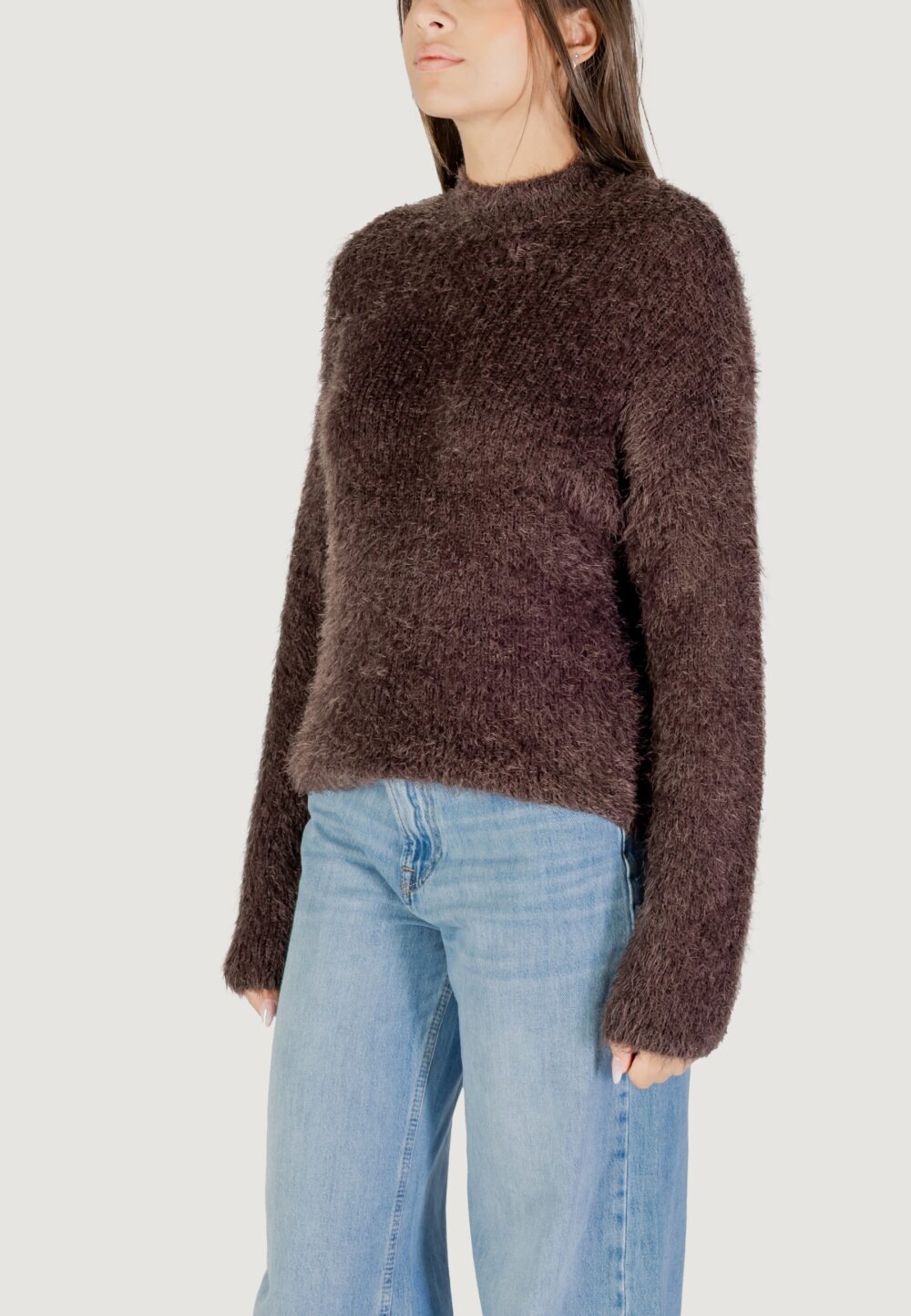 Maglione Only ONLLULU LS RIB HIGHNECK CC KNT Marrone - Foto 2